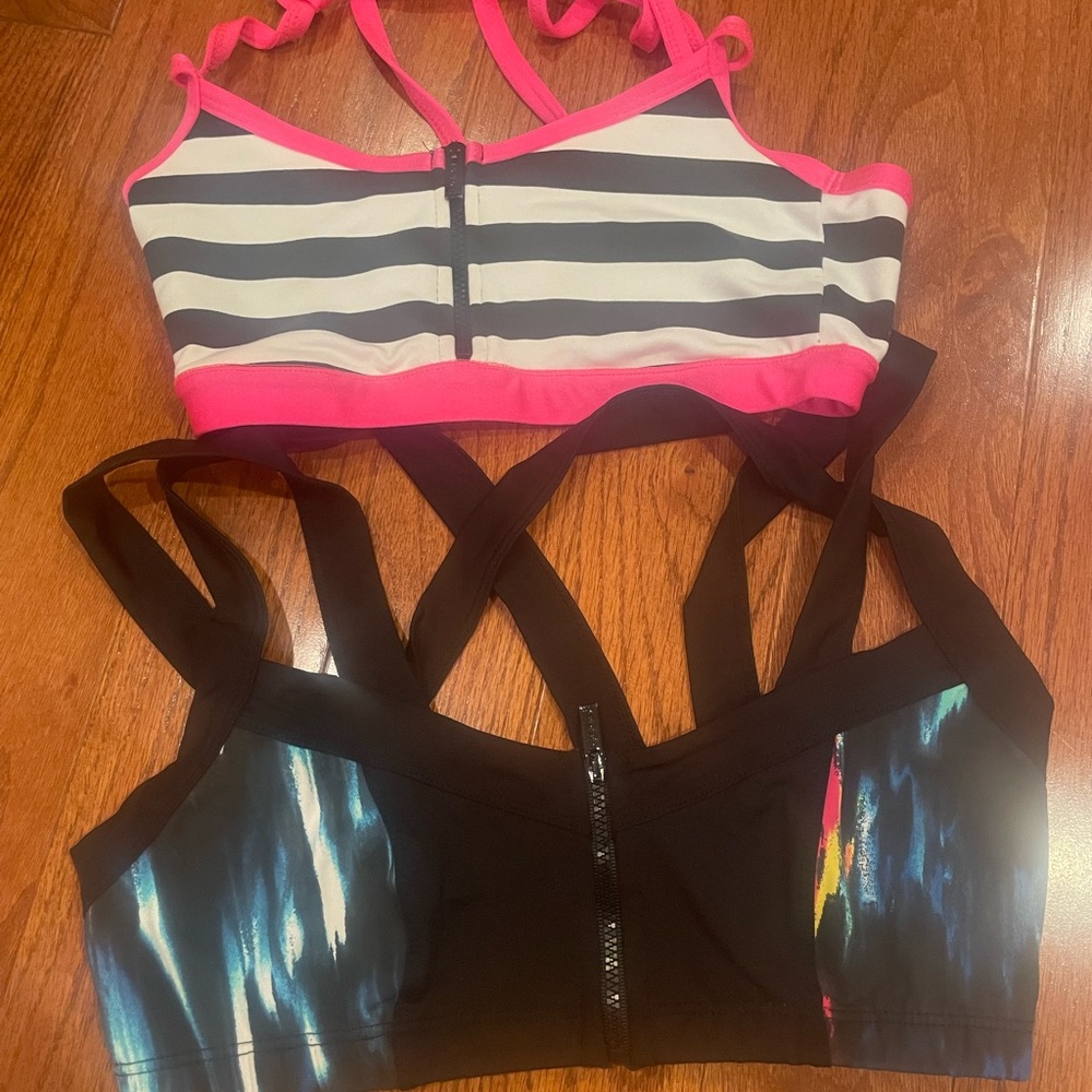 Bebe sports bras with front zippers